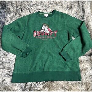 Vintage Disney Grumpy Snow White Fleece Sweatshirt Green Sz S